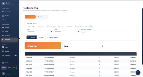 Buscador de compras y ventas con filtros